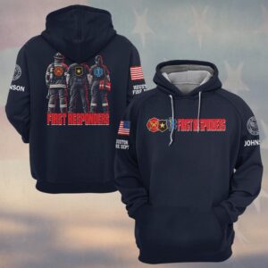 Custom Name & Department First Responders Firefighter Police EMS Standing Back Turned First Responders #DQH0983 - Hoodie
