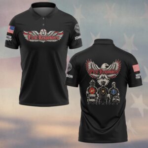 Custom Name & Department First Responders Eagle Wings Over Firefighter Police EMS First Responders #DQH0984  - Polo