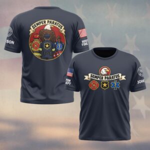 Custom Name & Department Semper Paratus Eagle Seal Firefighter Police EMS First Responders #DQH0985 - T-shirt
