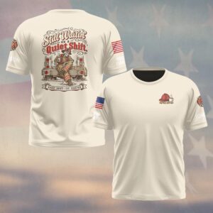Custom Name & Department Still Waitin' On A Quiet Shift Skeleton Night Shift Firefighter #DQH0988 - T-shirt