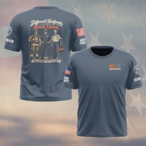 Custom Name & Department Different Uniforms Same Bad Idea Skeleton Firefighter Police EMS First Responders #DQH0992 - T-shirt