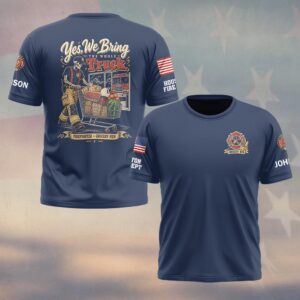 Custom Name & Department Yes We Bring The Whole Truck Grocery Run Skeleton Western Firefighter #DQH1013 - T-shirt