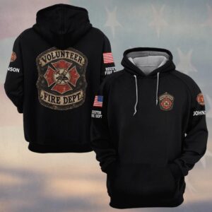Custom Name & Department Volunteer Fire Dept Leather Helmet Front Shield Maltese Cross Volunteer Firefighter #DQH1024  - Hoodie