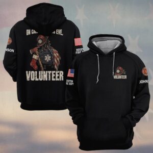 Custom Name & Department On Call Christmas Eve Fire Helmet Axe Stocking Medic Bag Flag Volunteer Christmas Firefighter #DQH1026 - Hoodie