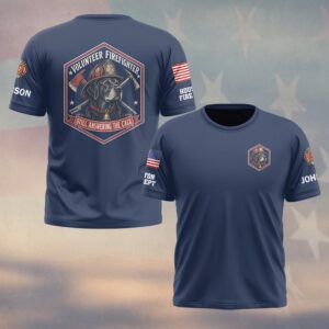 Custom Name & Department Still Answering The Call Black Labrador Fire Helmet Bell Axe Halligan Volunteer Firefighter #DQH1028 - T-shirt