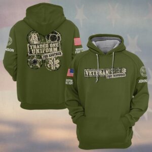 Custom Name & Department Traded One Uniform For Another Veteran Rubber Stamp Dog Tag Fire Police EMS First Responders #DQH1032 - Hoodie