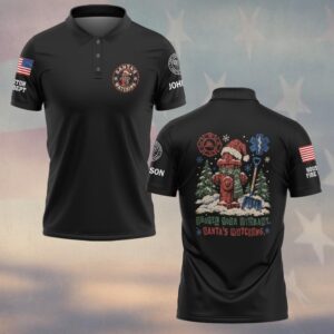 Custom Name & Department Shovel Your Hydrant Santa's Watching Fire Hydrant Santa Hat Scarf Snow Shovel Fire EMS Star Of Life First Responders #DQH1039 - Polo