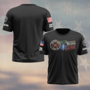 Custom Name & Department Volunteer Fire Co Dec 24 On Call Paid $0.00 Rubber Stamp Badges Fire EMS Star Of Life First Responders #DQH1044 - T-shirt