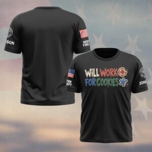 Custom Name & Department Will Work For Cookies Fire Maltese Cross Cookie Star Of Life Cookie Frosted Christmas First Responders #DQH1045 - T-shirt
