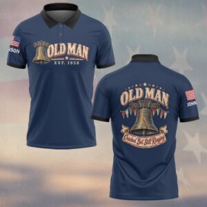 Custom Name & Year Old Man Cracked But Still Ringing Liberty Bell American Bunting Stars Old Man #DQH1065 - Polo