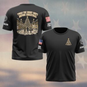 'Twas The Night Shift Before Christmas, Personalized Vintage Firefighter Pride - T-shirt
