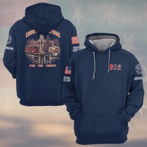 County Christmas, Personalized Vintage First Responder Pride - Hoodie