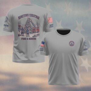 Hometown Christmas, Personalized Vintage Firefighter Pride - T-shirt