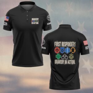 Bravery In Action, Personalized Vintage Firefighter Pride - Polo