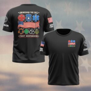 Answering The Call, Personalized Classic First Responder Pride - T-shirt
