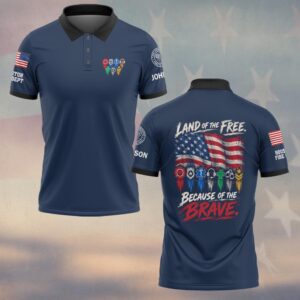 Land Of The Free, Because Of The Brave, Personalized Vintage First Responder Pride - Polo