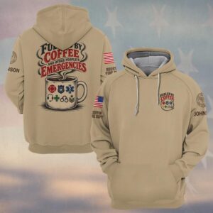 Fueled By Coffee And Other People's Emergencies, Personalized Vintage First Responder Gift - Hoodie