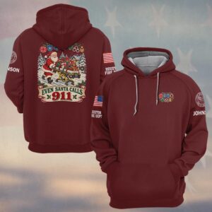 Even Santa Calls 911, Personalized Vintage First Responder Pride - Hoodie