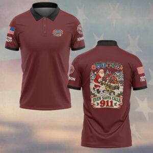 Even Santa Calls 911, Personalized Vintage First Responder Pride - Polo