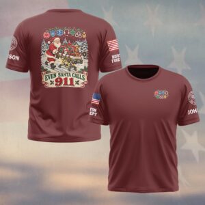 Even Santa Calls 911, Personalized Vintage First Responder Pride - T-shirt