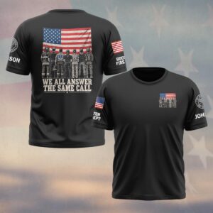We All Answer The Same Call, Personalized Vintage Firefighter Brotherhood - T-shirt