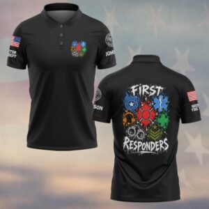 First Responders First To Fight, Personalized Grunge First Responder Brotherhood - Polo