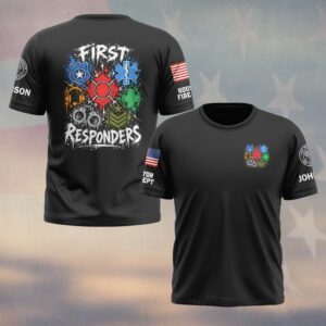 First Responders First To Fight, Personalized Grunge First Responder Brotherhood - T-shirt