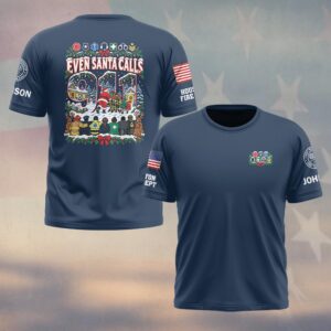 Even Santa Calls 911, Personalized Cartoon First Responder Pride - T-shirt
