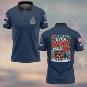 Even Santa Calls 911, Personalized Cartoon First Responder Pride - Polo