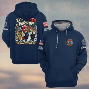 Even Santa Needs Backup, Personalized Cartoon First Responder Brotherhood - Hoodie