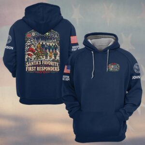Santa's Favorite First Responders, Personalized Vintage First Responder Gift - Hoodie