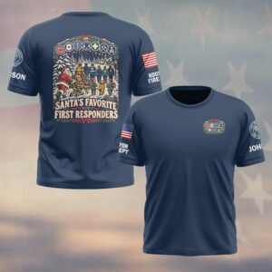 Santa's Favorite First Responders, Personalized Vintage First Responder Gift - T-shirt