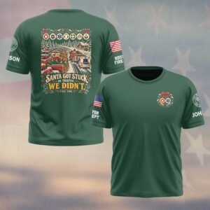 Santa Got Stuck In Traffic, We Didn't, Personalized Vintage First Responder Gift - T-shirt