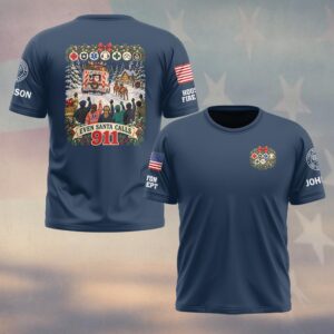 Even Santa Calls 911, Personalized Vintage First Responder Gift - T-shirt
