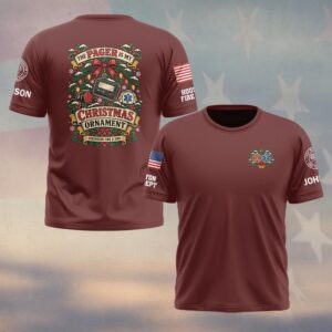 The Pager Is My Christmas Ornament, Personalized Vintage Firefighter Pride - T-shirt