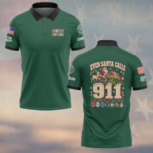 Even Santa Calls 911, Personalized Vintage First Responder Pride - Polo