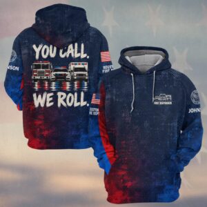 You Call. We Roll., Personalized Vintage Firefighter Pride - Hoodie