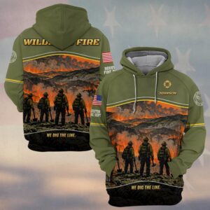 We Dig The Line, Personalized Illustrated Firefighter Gift - Hoodie