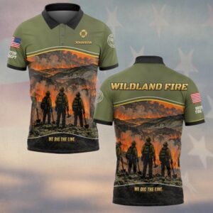 We Dig The Line, Personalized Illustrated Firefighter Gift - Polo